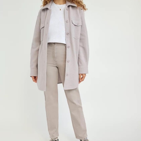 Aritzia Wilfred Free High Waist The Melina Pant Twill Stretch Size 6 Gray/Purple - Picture 3 of 14